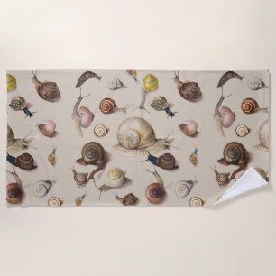 Serviette De Plage Illustration scientifique d'escargots de jardin vi