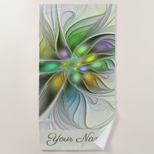Serviette De Plage Imaginaire coloré Fleur Abstrait Fractal Nom propr