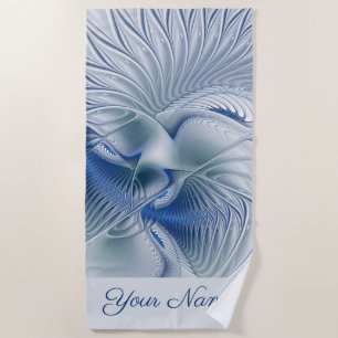 Serviette De Plage Imaginaire dynamique tons bleus Abstraits Nom frac