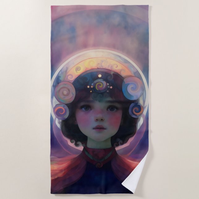 Serviette De Plage Imaginaire éthérée Céleste gardien du rêve d'enfan (Devant)