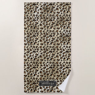Serviette De Plage Impression d'animal léopard avec fausse feuille no