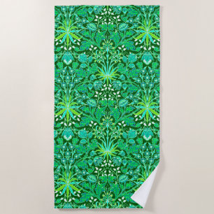 Serviette De Plage Impression Hyacinthe de William Morris, vert émera