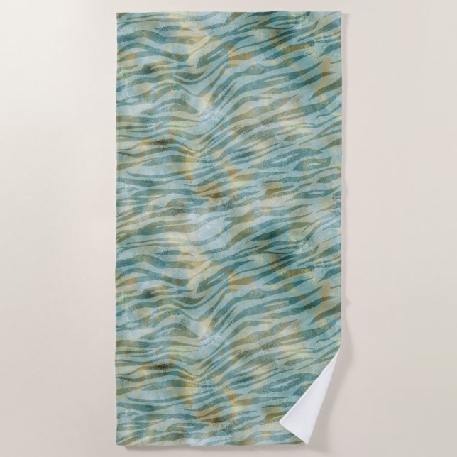 Serviette De Plage Impression turquoise Gold Zebra (Devant)