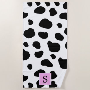 Serviette De Plage Impression Vache, Spots Vaches, Noir Et Blanc, Mon
