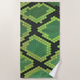 Serviette De Plage Impression verte de la peau de serpent