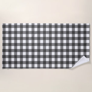 Serviette De Plage Imprimé Vichy noir et blanc à carreaux