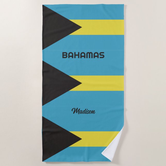 Serviette De Plage Indicateur Bahamas du nom personnalisé (Devant)