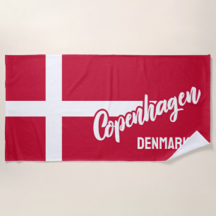 Serviette De Plage Indicateur Danemark du texte personnalisé