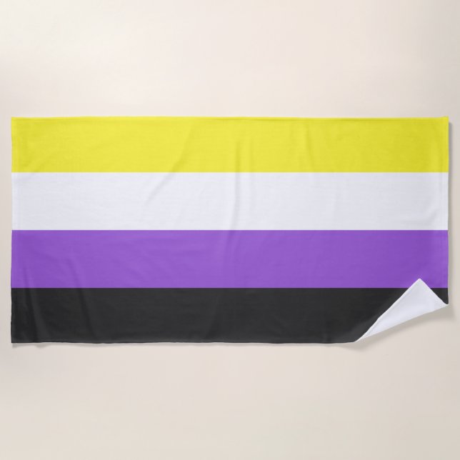 Serviette De Plage Indicateur Pride non binaire (Devant)