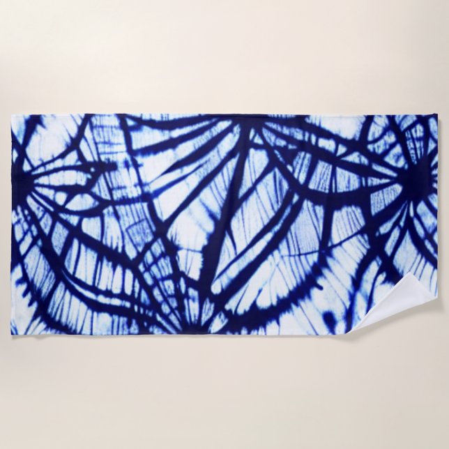 Serviette de plage Indigo Shibori Tie Dye (Devant)
