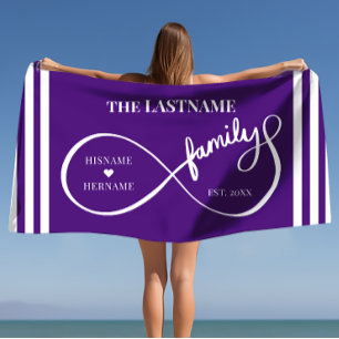 Serviette De Plage Infinity Personalized Family Name and Est. Date