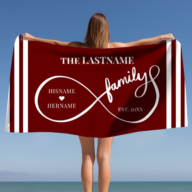 Serviette De Plage Infinity Personalized Family Name and Est. Date (Infinity Personalized Family Name and Est. Date Beach Towel)