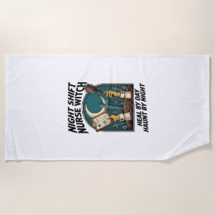 Serviette De Plage Infirmière de nuit Sorcière Rétro T-shirt Hallowee
