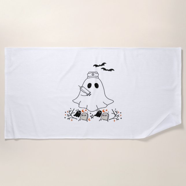 Serviette De Plage Infirmière Ghost mignonne Halloween Design T-shirt (Devant)