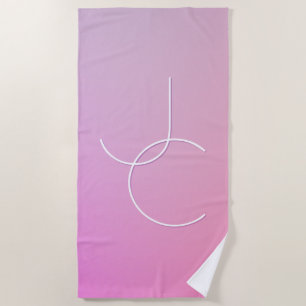 Serviette De Plage Initiales de chevauchement modernes 2   Ombre rose