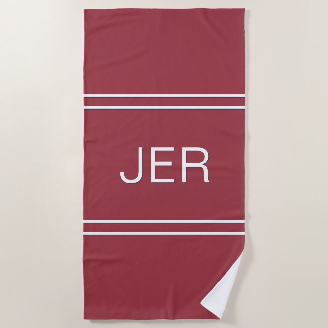 Serviette De Plage Initiales monogrammes classiques personnalisées ro (Devant)