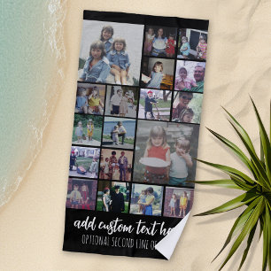 Serviette De Plage Instagram Collage - script 18 photos - noir blanc