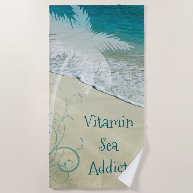 Serviette De Plage Intoxiqué de mer de vitamine (Devant)