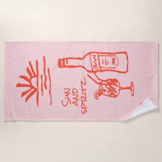 Serviette De Plage Invitation de Bachelorette Sun et Spritz