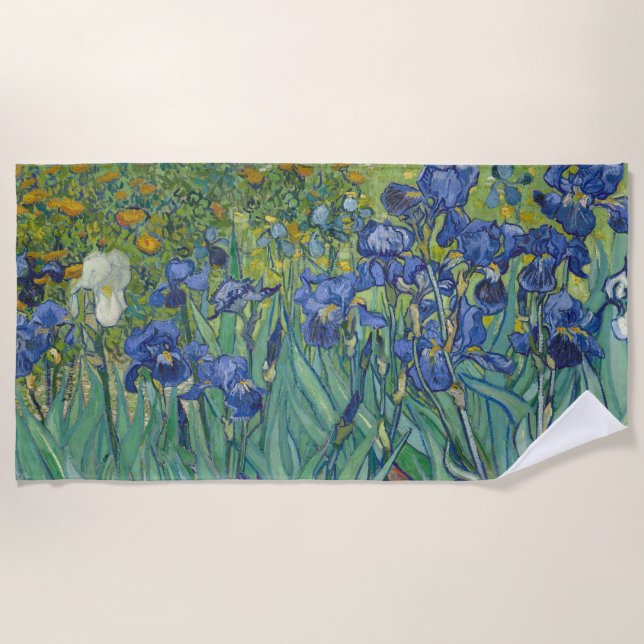 Serviette De Plage Irises, Floral Oil Painting, Vincent Van Gogh (Devant)