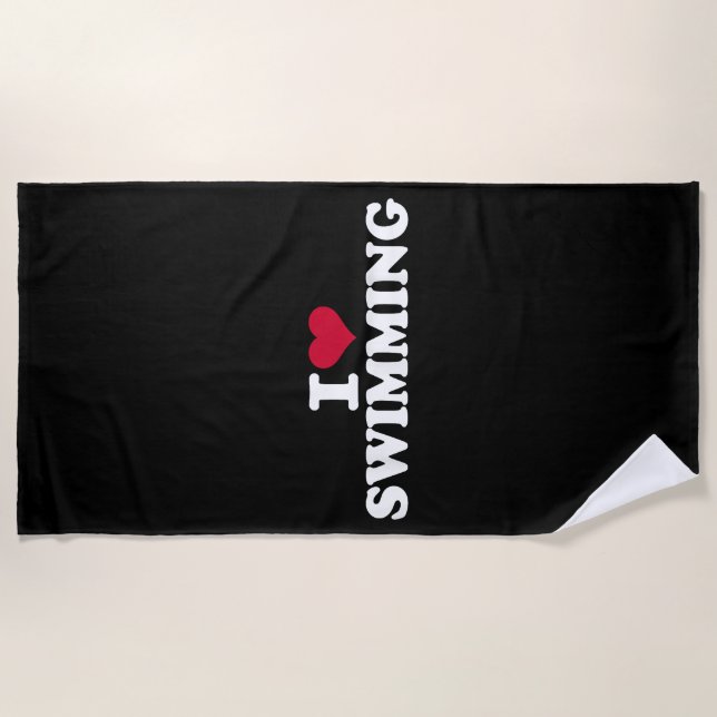 Serviette De Plage J'adore nager (Devant)