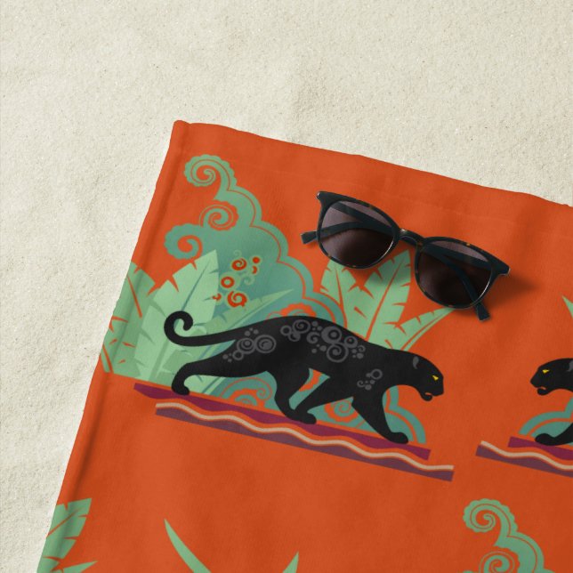 Serviette De Plage Jaguar noir (En situation)