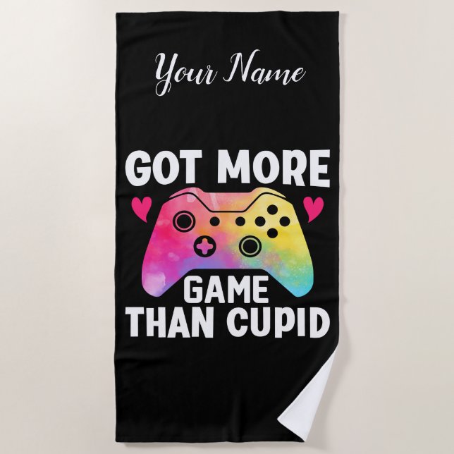 Serviette De Plage J'Ai Plus De Jeu Que Cupid Valentine Video Jeu (Devant)