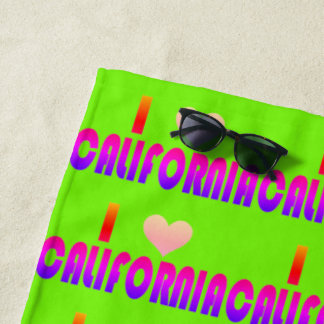 Serviette De Plage J'aime la Californie multicolore