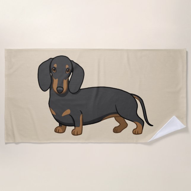 Serviette De Plage J'aime les Dachshunds, mignon chien noir (Devant)