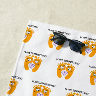 Serviette De Plage J'Aime Les Pieds Nus En Été