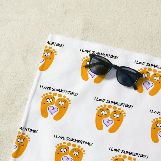 Serviette De Plage J'Aime Les Pieds Nus En Été (En situation)