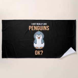 Serviette De Plage J'Aime Vraiment Penguin