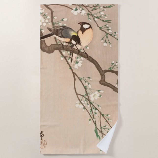 Serviette De Plage Japonais Asiatique Koson Bird Chickadee Songbird (Devant)