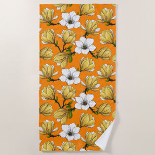 Serviette De Plage Jardin de Magnolia en jaune