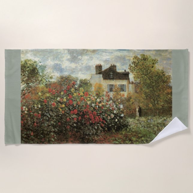 Serviette De Plage Jardin de Monet à Argenteuil par Claude Monet (Devant)