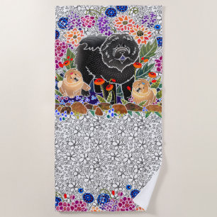 Serviette De Plage JARDIN PARTY chow plage serviette blanche arrière 