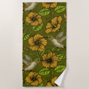 Serviette De Plage Jardin tropical nocturne jaune et vert