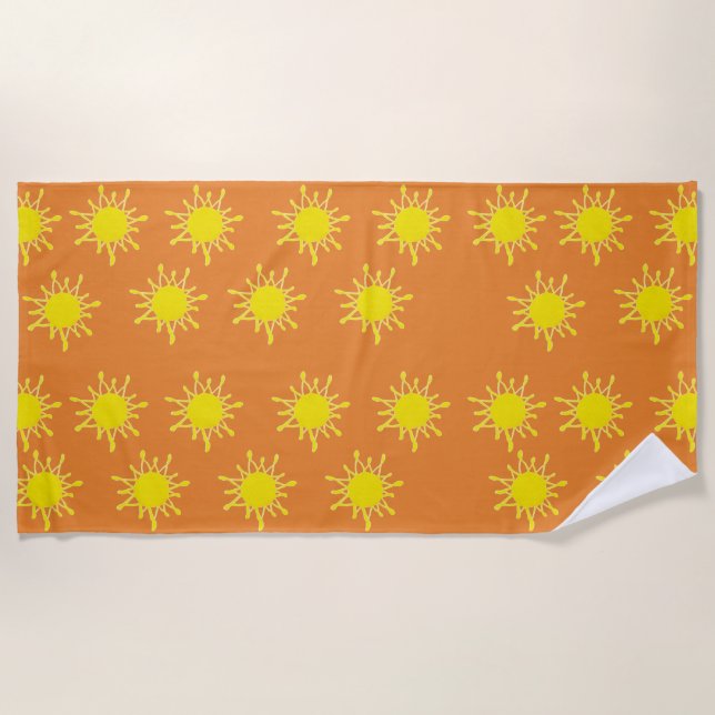 Serviette de plage jaune orange soleil (Devant)