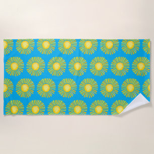 Serviette De Plage Jaune Soleil Caraïbes Bleu Plage Serviette