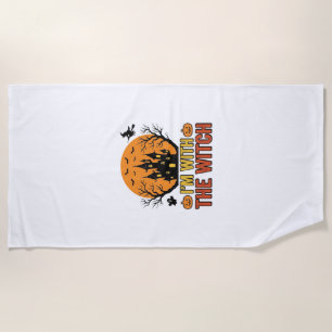 Serviette De Plage Je Suis Avec La Sorcière Design De Château Hallowe