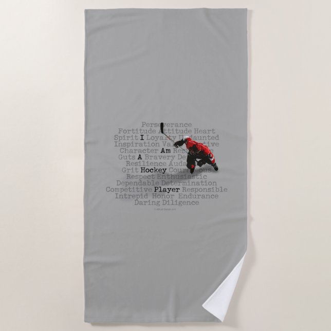 Serviette De Plage Je suis un joueur de hockey (Devant)