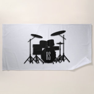 Serviette De Plage Jeu de tambour Monogramme Argent