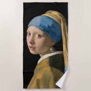 Serviette De Plage Johannes Vermeer - Fille avec une oreille perle