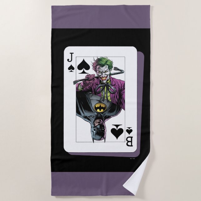 Serviette De Plage Joker and Batman Spade Playing Card Illustration (Devant)