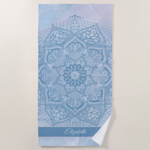 Serviette De Plage Joli bleu Sacré Lotus Fleur Fleur de fleurs Mandal