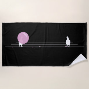 Serviette De Plage Joli Bubble rose Bubble Oiseaux de gomme sur un fi