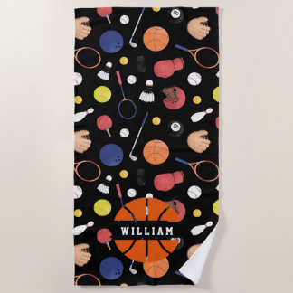 Serviette De Plage Joli Champion de Sport Moderne Enfant Noir Personn