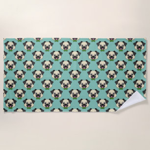 Serviette De Plage Joli chien Carlin avec Papillon