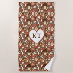Serviette De Plage Joli Cottage Core Champignons et Fleurs