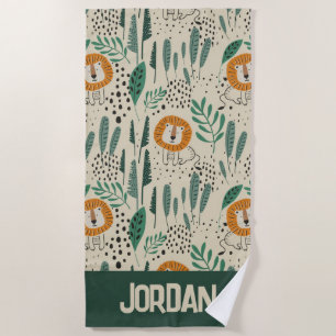 Serviette De Plage Joli Doodle Lion Jungle Rainforest Motif